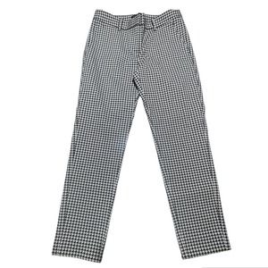 Theory Black and White Houndstooth Tapered Work Pants